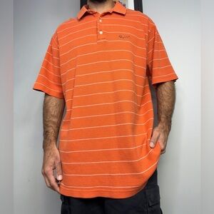 Greg Norman Golf Polo Shirt Size XXL/TTG Orange Striped